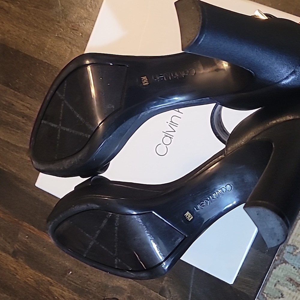 Calvin Klein Black Ankle Strap Heels - Picture 5 of 6